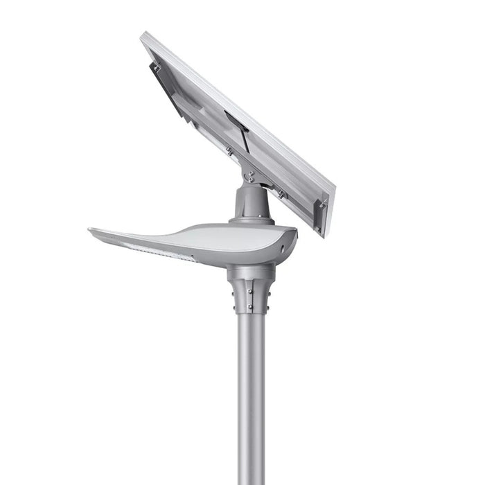 Lampe de rue solaire - Série OPIUM - 5 100 Lumens - 30 Watts - Couleur 6500K - Angle 150x70°- IP65 - Structure Aluminium - 720 x 310 x 320 mm - Tube d'insertion 76mm -Régulateur MPPT - Garantie 3 ans