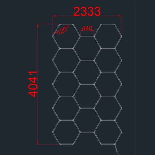 Lampe Hexagonale LED Filaire - Série HEXAGONE - 456 Watts - 54 720 Lumens - 120 Lumens/Watt - Angle 120° - IP20 - 483 x 243 cm - 6000k - Avec accessoires