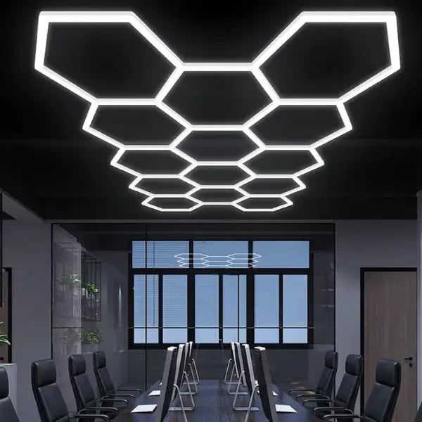 Lampe Hexagonale LED Filaire - Série HEXAGON - 456 Watts - 59 280 Lumens - 130 Lumens/Watt - Angle 150° - IP20 - 420 x 238 cm - 6500k - Avec accessoires