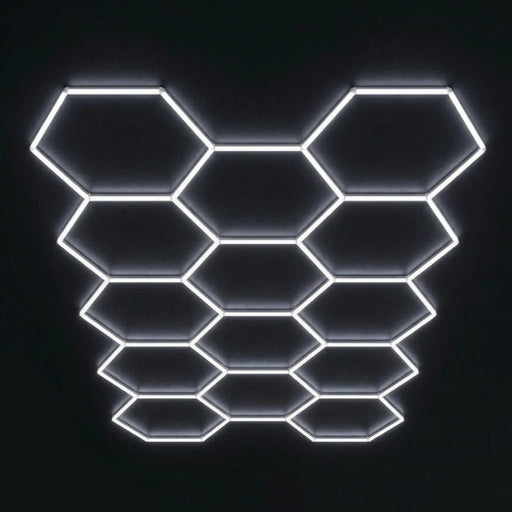 Lampe Hexagonale LED Filaire - Série HEXAGON - 456 Watts - 59 280 Lumens - 130 Lumens/Watt - Angle 150° - IP20 - 420 x 238 cm - 6500k - Avec accessoires