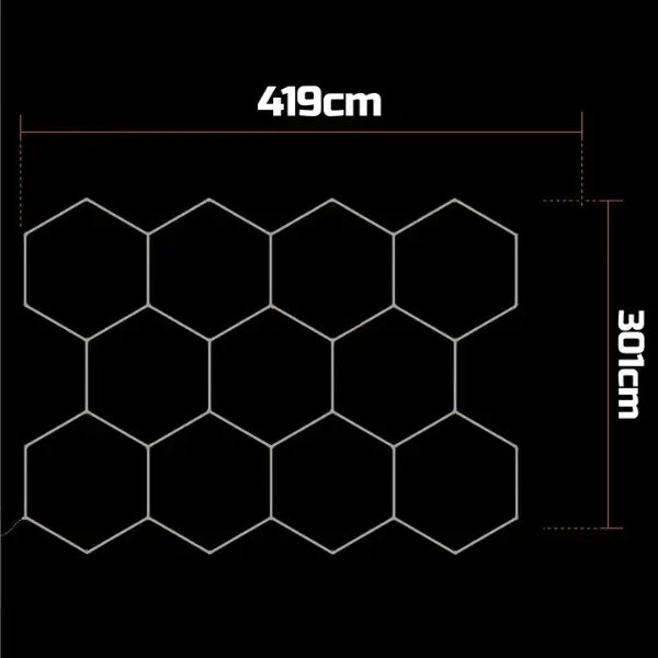 Lampe Hexagonale LED Filaire - Série HEXAGON - 460 Watts - 59 800 Lumens - 130 Lumens/Watt - Angle 150° - IP20 - 419 x 301 cm - 6500k - Avec accessoires
