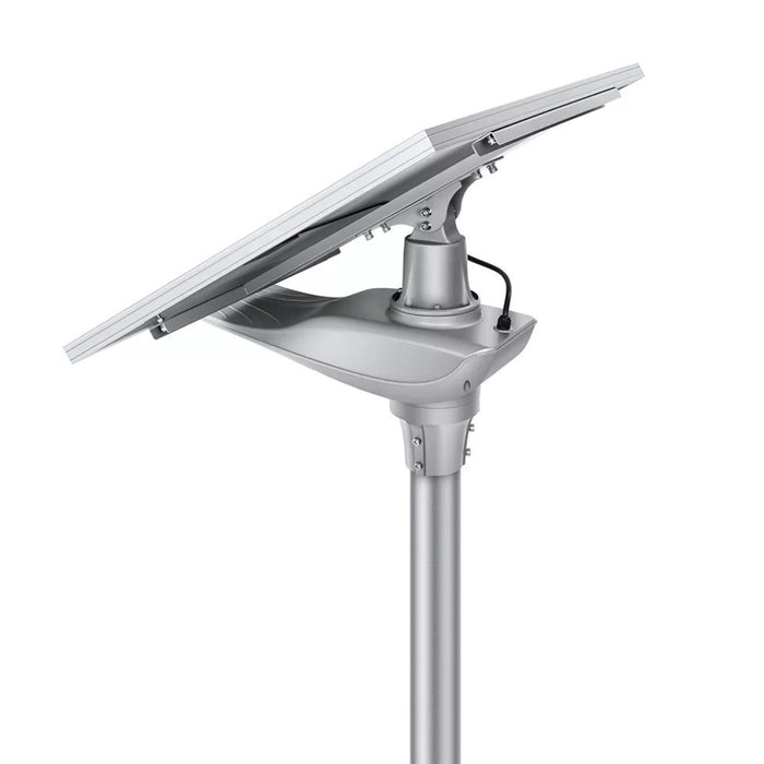 Lampe de rue solaire - Série OPIUM - 5 100 Lumens - 30 Watts - Couleur 6500K - Angle 150x70°- IP65 - Structure Aluminium - 720 x 310 x 320 mm - Tube d'insertion 76mm -Régulateur MPPT - Garantie 3 ans