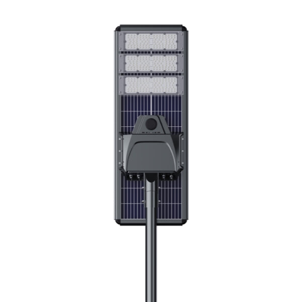 Lampe de rue solaire - Série STARSHIP ELITE - 19 200 Lumens - Angle 150x70° - IP65 - 168 x 45 x 9 cm - 3000k/4000k/6000k au choix - Structure ALUMINIUM - Tube d'insertion 76mm - Régulateur MPPT - Détecteur de mouvement - Télécommande - Garantie 3 ans