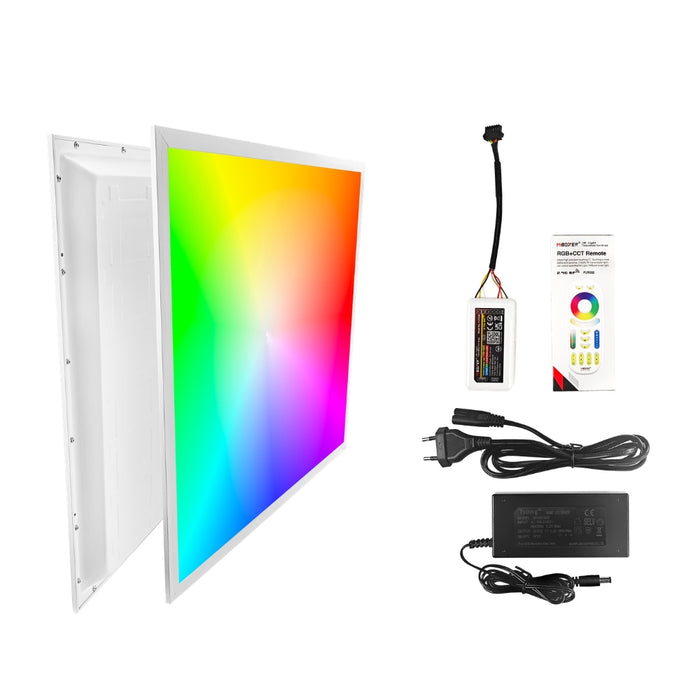 Pack de 10x Dalles LED - Ultra Fine - BACKLIT - 30 x 30 cm - Série MULTICOLORE – 18 Watts - 1620 Lumens - 90 Lumens/Watt - Angle 120° - IP40 - UGR<22 - RGB+3000k-6000k - Télécommande incluse - Garantie 5 ans