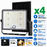 Pack de 4x Projecteurs LED solaires - Série SECURITY V5 - CCT - 700 Watts - 5600 Lumens - IP65 - Angle 120° - 33 x 27 x 8 cm - Panneau solaire MONOCRISTALLIN - Mode de détection sans veille 0-100% - Télécommande Multifonctions