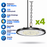 Pack de 4x Lampes industrielles UFO - Série DIAMANT ECO à technologie DOB - 200 Watts - 24 000 Lumens - 120 Lumens/Watt - Angle 90° - IP65 - 36 x 3 cm - 4000K/6000K au choix - Garantie 3 ans