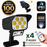 Pack de 4x Projecteurs LED solaires de sécurité - Série ILLUSION BLACK – Rendu lumineux 100 Watts - IP65 - 16 x 15 x 9 cm - 3 modes - Télécommande - Avec détecteur de mouvement – Fonction détection 0-100% - Avec capteur crépusculaire - 6000k