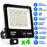 Pack de 4x Projecteurs LED filaires détecteurs - Série PAD ULTRA PIR - 100 Watts - 15 000 Lumens - 150 Lumens/Watt - Angle 90° - IP66 - 28 x 29 x 6 cm - Transformateur SOSEN - Structure en ALUMINIUM - 4000k - Garantie 5 ans
