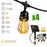 Pack de 4x Guirlandes lumineuses solaires de 10 ampoules - Série GUINGUETTE - Rendu lumineux 150 Watts - 180 Lumens (10 x 18 Lumens) - Angle 320° - IP65 - 3000K - 10 Mètres - Couleur NOIR - 4 modes d'éclairage - Avec capteur crépusculaire