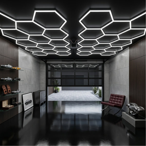 Lampe Hexagonale LED Filaire - Série HEXAGON - 368 Watts - 47 840 Lumens - 130 Lumens/Watt - Angle 150° - IP20 - 336 x 238 cm - 6500k - Avec accessoires