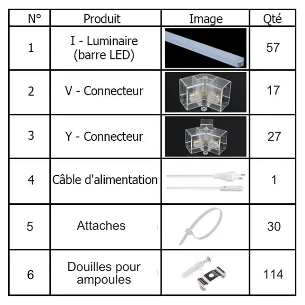 Lampe Hexagonale LED Filaire - Série HEXAGON - 570 Watts - 74 100 Lumens - 130 Lumens/Watt - Angle 150° - IP20 - 523 x 301 cm - 6500k - Avec accessoires