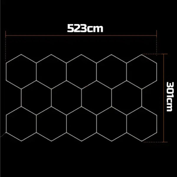 Lampe Hexagonale LED Filaire - Série HEXAGON - 570 Watts - 74 100 Lumens - 130 Lumens/Watt - Angle 150° - IP20 - 523 x 301 cm - 6500k - Avec accessoires