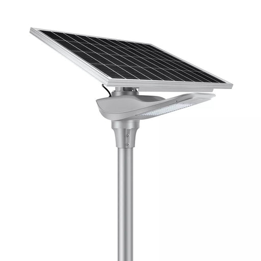 Lampe de rue solaire - Série OPIUM - 5 100 Lumens - 30 Watts - Couleur 6500K - Angle 150x70°- IP65 - Structure Aluminium - 720 x 310 x 320 mm - Tube d'insertion 76mm -Régulateur MPPT - Garantie 3 ans