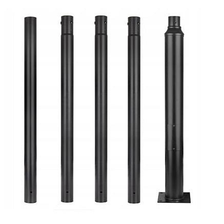 Mât / Poteau pour lampe de rue - Série STANDARD V1 ULTRA - 5 mètres - Avec trappe - Entraxe latéral des trous 160mm - Couleur Noir - Base de fondation