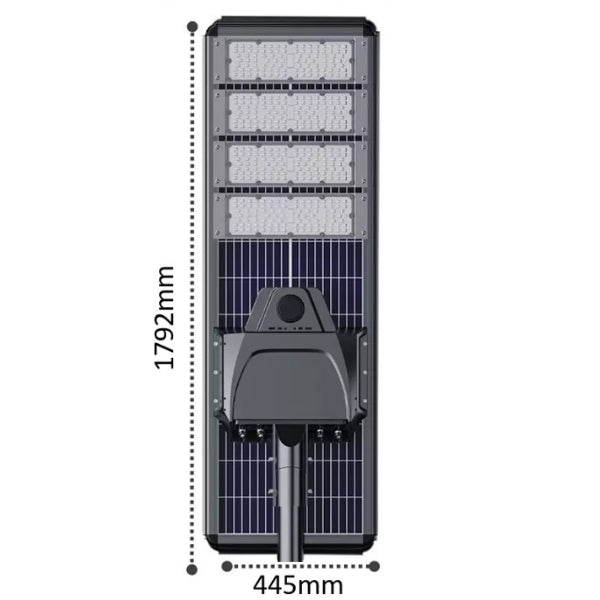Lampe de rue solaire - Série STARSHIP ELITE - 24 000 Lumens - Angle 150x70° - IP65 - 179 x 45 x 9 cm - 3000k/4000k/6000k au choix - Structure ALUMINIUM - Tube d'insertion 76mm - Régulateur MPPT - Détecteur de mouvement - Télécommande - Garantie 3 ans