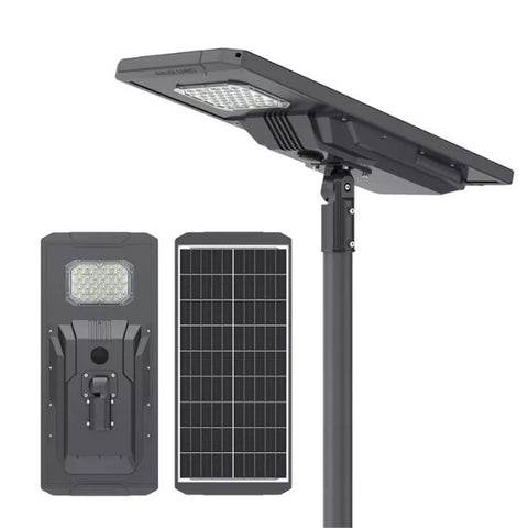 Lampe de rue solaire - Série STARSHIP ULTRA V2 - 6400 Lumens - 40 Watts - Couleur 6500K - Angle 150x70° - IP65 - Structure Aluminium - 910 x 400 x 102 mm - Tube d'insertion 76mm - Régulateur MPPT - Garantie 2 ans