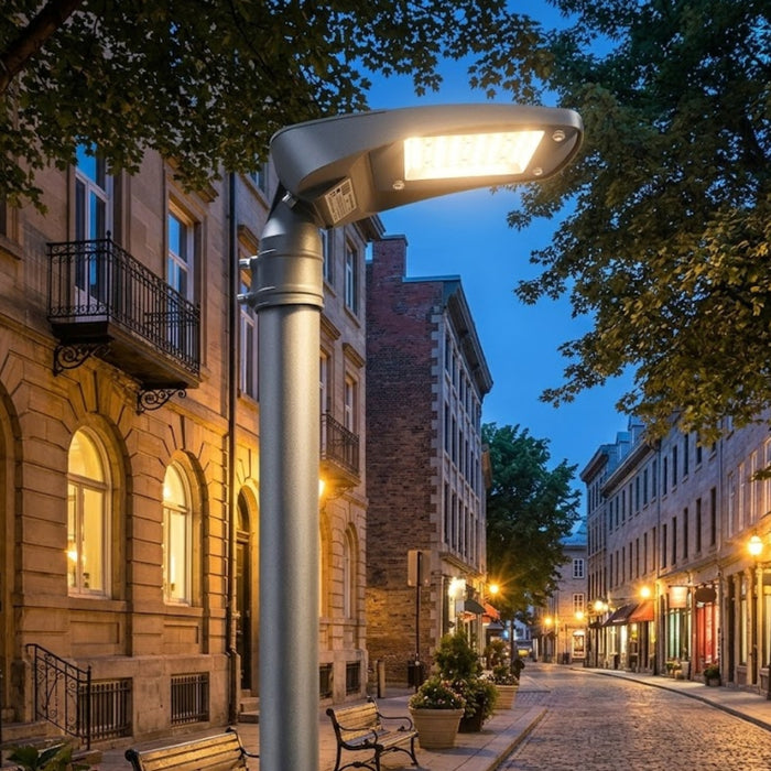 Lampadaire LED filaire - Série FLEX V4 - 100 Watts - 16 000 Lumens - 160 Lumens/watt - Angle 140x70° - IP66  - 42 x 24 x 8 cm - Transformateur OSRAM - Tube d'insertion 60mm - 4000k - Garantie 5 ans