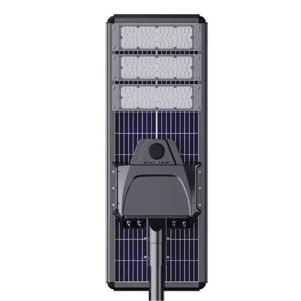 Lampe de rue solaire - Série STARSHIP ELITE - 19 200 Lumens - Angle 150x70° - IP65 - 168 x 45 x 9 cm - 3000k/4000k/6000k au choix - Structure ALUMINIUM - Tube d'insertion 76mm - Régulateur MPPT - Détecteur de mouvement - Télécommande - Garantie 3 ans