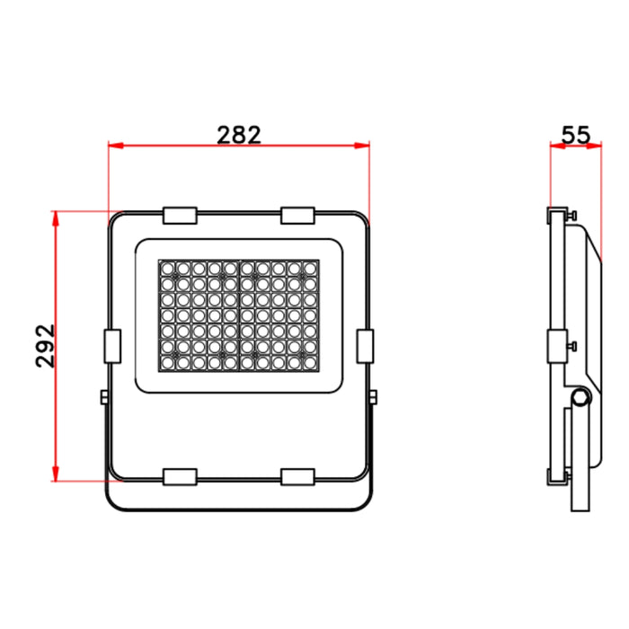Pack de 4x Projecteurs LED Filaires - Série PAD V2 - 100 Watts - 15 000 Lumens - 150 Lumens/Watt - Angle 90° - IP66 - 29 x 28 x 5 cm - Transformateur Philips - 3000k/4000k/5000k/6000k au choix - Garantie 5 ans