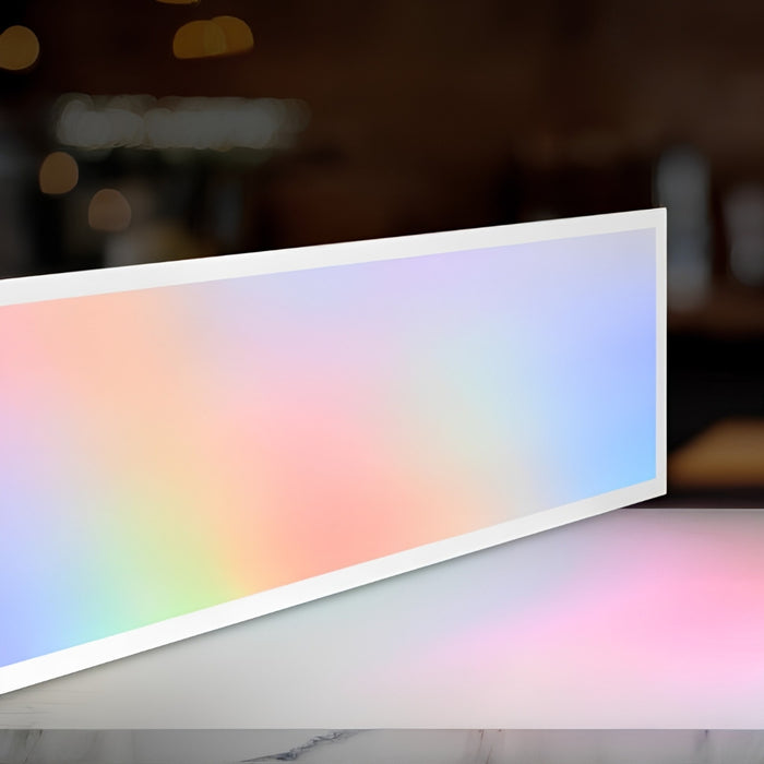 Pack de 4x Dalles LED - Ultra Fine - BACKLIT - 30 x 120 cm - Série MULTICOLORE – 48 Watts - 4300 Lumens - 90 Lumens/Watt - Angle 120° - IP40 - UGR<22 - RGB+3000k-6000k - Télécommande incluse - Garantie 5 ans