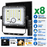 Pack de 8x Projecteurs LED solaires - Série SECURITY V5 - CCT - 200 Watts - 1500 Lumens - IP65 - Angle 120° - 13 x 12 x 4 cm - Panneau solaire MONOCRISTALLIN - Mode de détection sans veille 0-100% - Télécommande Multifonctions