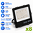 Pack de 8x Projecteurs LED Filaires - Série PAD V2 - 100 Watts - 15 000 Lumens - 150 Lumens/Watt - Angle 90° - IP66 - 29 x 28 x 5 cm - Transformateur Philips - 3000k/4000k/5000k/6000k au choix - Garantie 5 ans