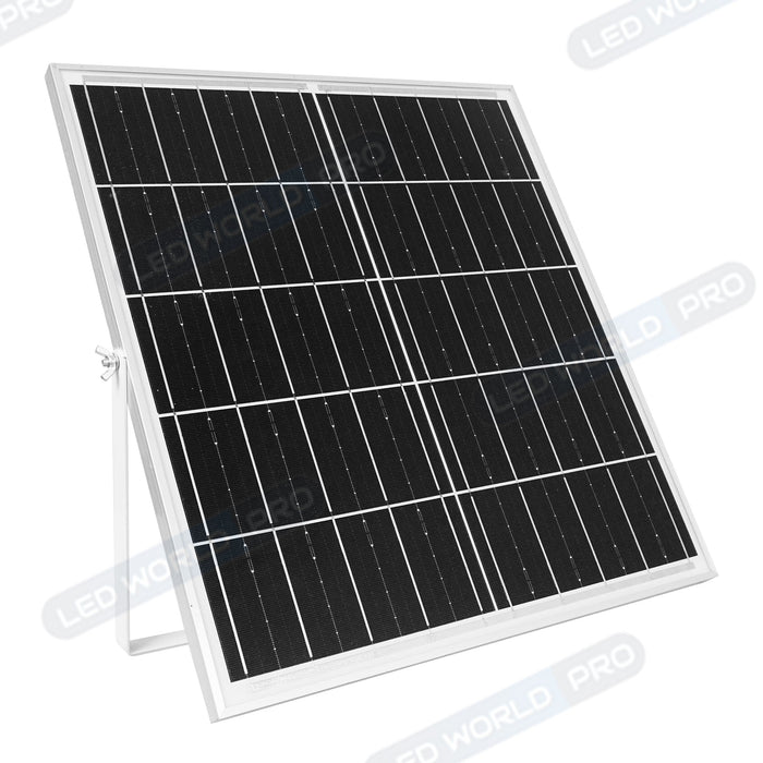 Projecteur LED solaire - Série SECURITY V2 - 250 Watts - 1500 Lumens - Angle 90° - IP65 - Lampe 26 x 21 x 4 cm - Panneau solaire MONOCRISTALLIN 30 x 21 x 2 cm - Avec détecteur de mouvement - Avec télécommande - Support ajustable - 6000k