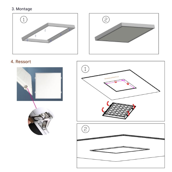 Pack de 8x Dalles LED - Dernière génération - BACKLIT - 60 x 60 cm - Série AMBITION L200 – Puissance AJUSTABLE 18/25 Watts - 5000 Lumens - 200 Lumens/Watt - 90° - IP41 - UGR <19 - 4000k/5000k/6000k - Transformateur SHARPLUMI FLICKER FREE - Garantie 5 ans