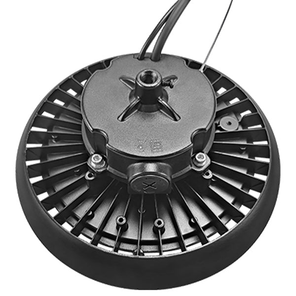 Lampe industrielle UFO - Série CROSSOVER V3 - Puissance ajustable 120 / 150 / 200 Watts  - 40 000 Lumens - 200 Lumens/Watt - Angle 90° - IP65 - IK09 - 340 x 110 mm - 4000k / 5000k / 6000k au choix - Dimmable 1-10V - Transformateur PHILIPS - Garantie 5 ans