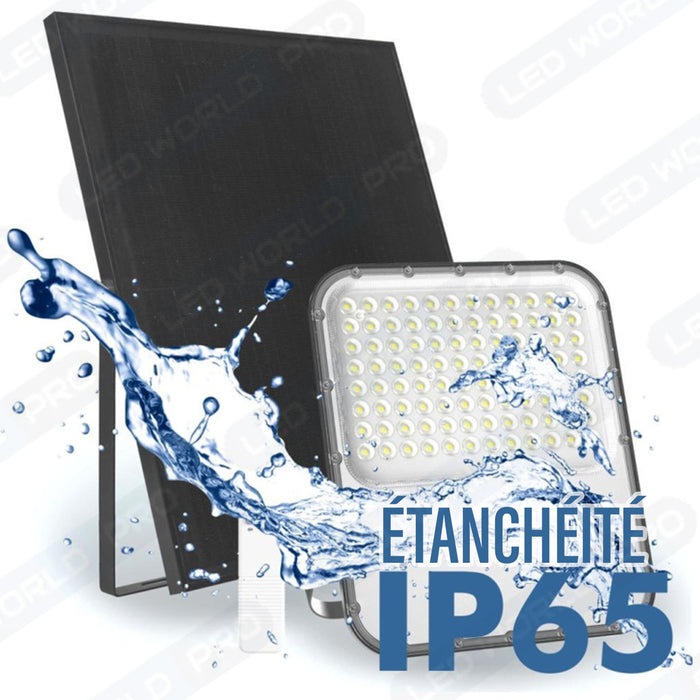 Pack lampadaire solaire complet 4 mètres : Projecteur LED solaire - Série BIG BOY V3 - 700 Watts - 4200 Lumens - 4000k + Mât STANDARD - 4 mètres au choix (Série STANDARD V1 EVO ou V4 EVO ou V4 ECO - Avec trappe) + Tête de mât rectangulaire