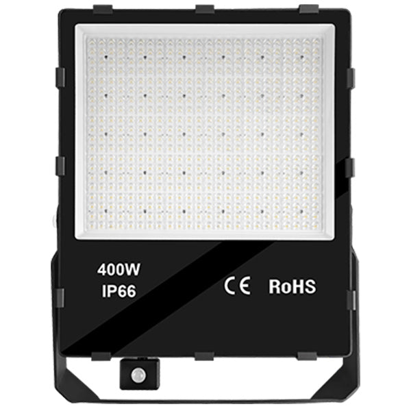 Projecteur détecteur haute puissance LED filaire - Série CITY PLUS SENSOR 400 - CCT 4000K/5000K/6000K - 400 Watts - 68 000 Lumens - 170 Lumens/watt - IP66 - Angle 90° - 45 x 38 x 6 cm - Transformateur LIFUD - Avec détecteur de mouvement - Garantie 5 ans