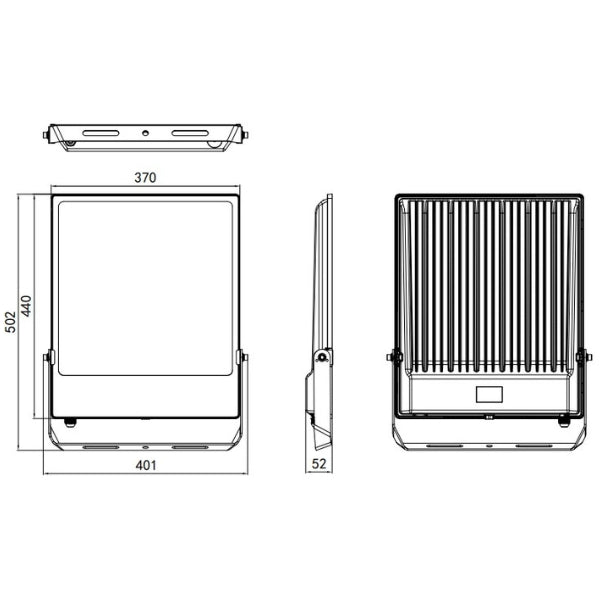 Pack de 2x Projecteurs LED filaires - Série CITY PLUS V4 - Puissance ajustable 150 / 225 / 300 Watts  - CCT - 180 Lumens/Watt - 120° - IP66 - 50 x 40 x 4 cm - Protection à l'impact IK08 - Transformateur LIFUD - Garantie 5 ans