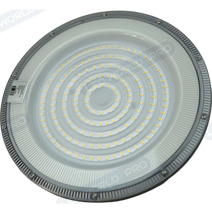 Lampe industrielle Driverless - UFO - Série DIAMANT V2 - 200 Watts - 20 000 Lumens - 100 Lumens/Watt - Angle 90° - IP65 - 260 x 34 mm - 4500k - Protection à l'impact IK08 - Câble 30cm
