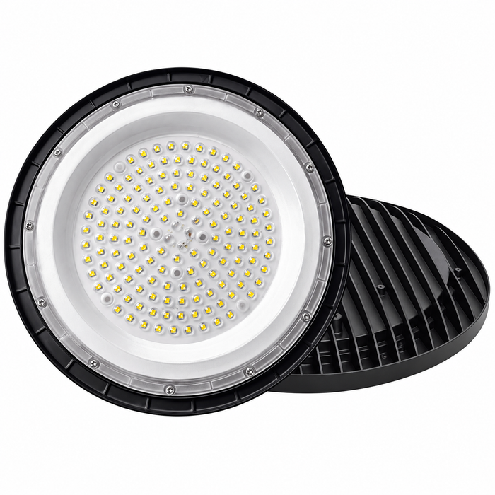 Lampe industrielle UFO - Série DIAMANT ECO à technologie DOB - 200 Watts - 24 000 Lumens - 120 Lumens/Watt - Angle 90° - IP65 - 36 x 3 cm - 4000K/6000K au choix - Garantie 3 ans