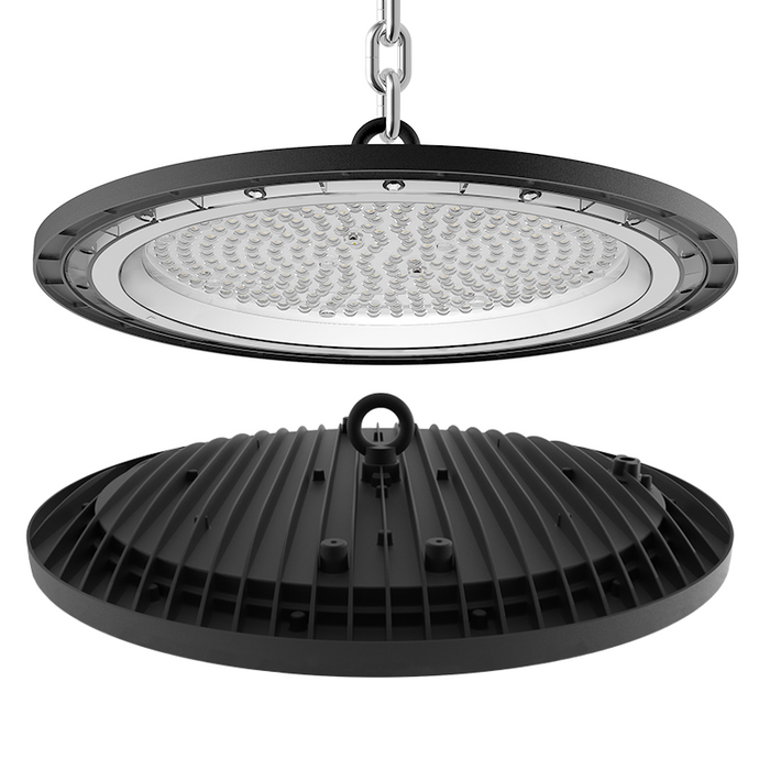 Lampe industrielle UFO - Série DIAMANT ECO à technologie DOB - 200 Watts - 24 000 Lumens - 120 Lumens/Watt - Angle 90° - IP65 - 36 x 3 cm - 4000K/6000K au choix - Garantie 3 ans