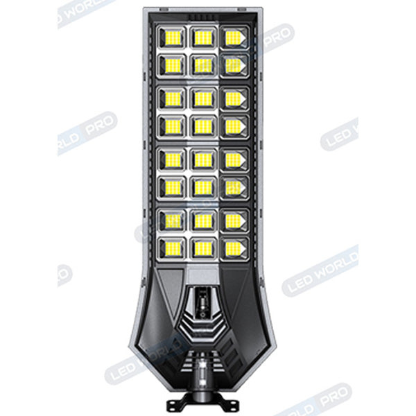 Pack de 4x Lampadaires solaires de rue / parking - Série POWER ULTRA V2 CCT (Couleur Changeante en Température) - 500 Watts - 2400 Lumens - Angle 140*70° - IP66 - 69 x 27 x 7 cm - Télécommande - Détecteur de mouvement - Tube d’insertion 45 mm