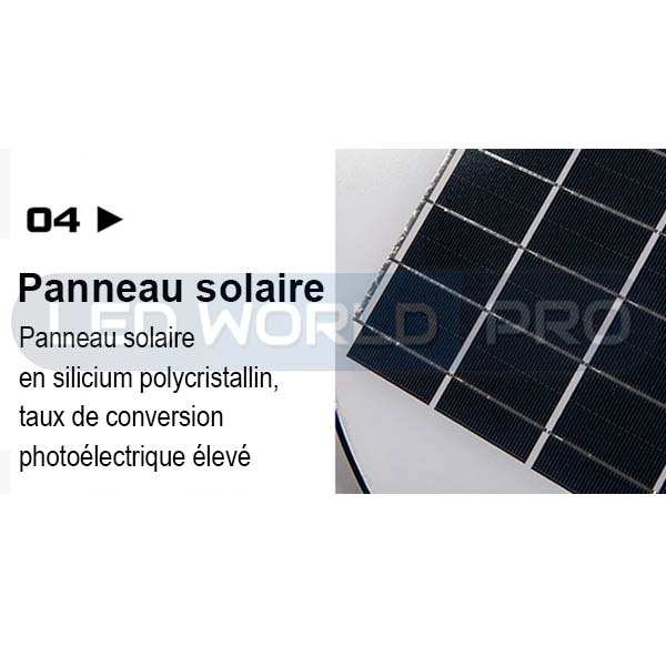 Pack lampadaire complet 6 mètres : Lampe solaire Série OVNI HERCULE 500 Watts - 2200 lumens - 3000K - Angle 360° + Mât STANDARD 6 mètres (V1 EVO ou V4 EVO - Avec trappe)