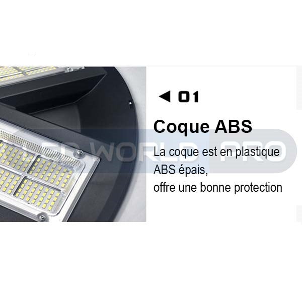 Pack lampadaire complet 6 mètres : Lampe solaire Série OVNI HERCULE 500 Watts - 2200 lumens - 3000K - Angle 360° + Mât STANDARD 6 mètres (V1 EVO ou V4 EVO - Avec trappe)