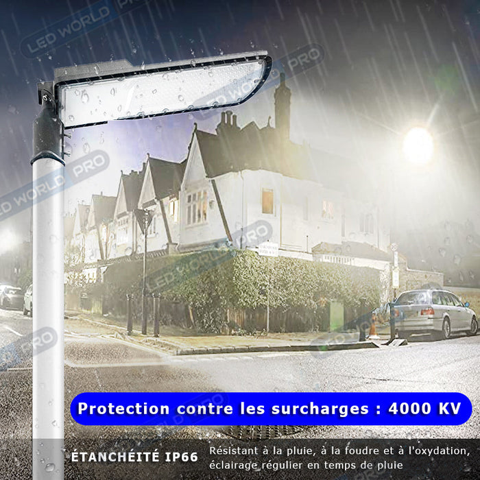 Pack de 4x Lampes de rue filaire - Série FLEX ECO - 50 Watts - 6000 Lumens - 120 Lumens/Watt - Angle 120 x 60° - IP66 - IK08 - 493 x 170 x 70mm - Tube d'insertion 50mm - 6000k