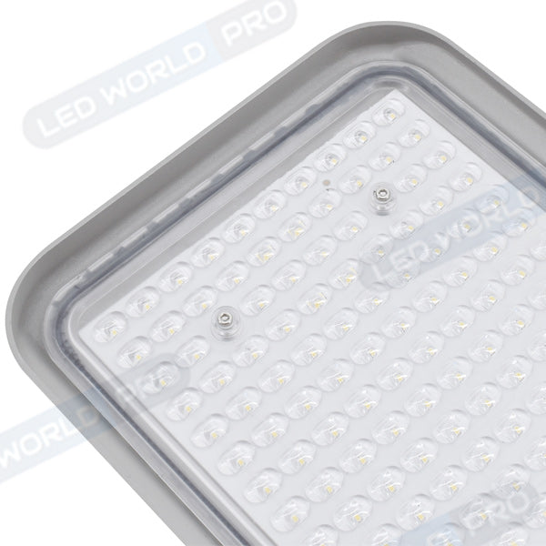Pack de 2x Lampes de rue filaires - Série FLEX PLUS - 150 Watts - 20 250 Lumens - 135 Lumens/Watt - 140*70° - IP65 - IK08 - 63 x 20 x 11 cm - Tube d'insertion 50-60mm - Support ajustable - 4000K - Couleur GRIS - Capteur crépusculaire - Garantie 5 ans