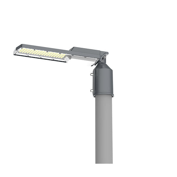 Pack lampadaire complet 5 mètres : Lampe de rue filaire - Série FLEX V2 - 50 Watts - 6000k + Mât STANDARD - 5 mètres avec trappe