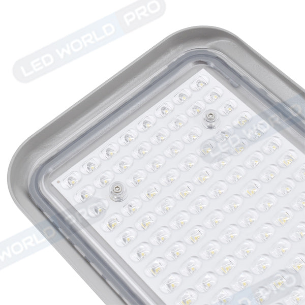 Pack de 2x Lampes de rue filaires - Série FLEX PLUS - 100 Watts - 13 500 Lumens - 135 Lumens/Watt - Angle 140*70° - IP65 - IK08 - 57 x 18 x 11 cm - Tube d'insertion 50-60mm - Support ajustable - 4000K - Couleur GRIS - Garantie 5 ans