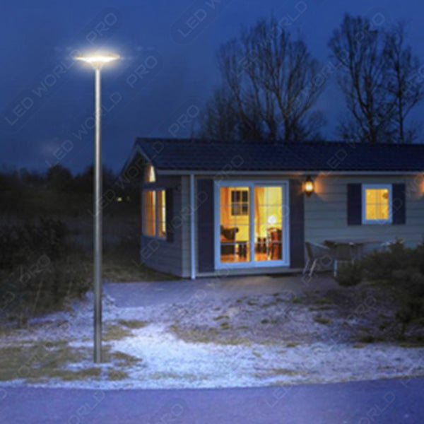 Pack lampadaire solaire complet 3 mètres : Lampe solaire Série OVNI SUN FLOWER 300 4000K + Mât STANDARD V4 ECO 3 mètres - Avec trappe - Entraxe latéral des trous 160mm