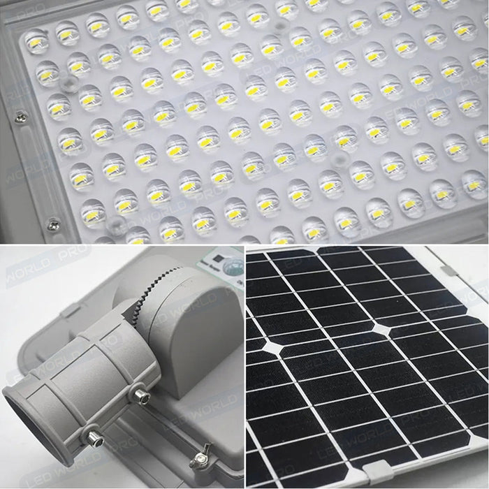 Pack de 2x Lampadaires LED solaires ajustables - Série FLEX SOLAR - 300 Watts - 2500 Lumens - Angle 145*70° - Ajustable à 90° - IP65 -  Lampe 66 x 33 x 13 cm - Panneau MONOCRISTALLIN - Détecteur de mouvement - Télécommande - 6000k - STRUCTURE ALUMINIUM