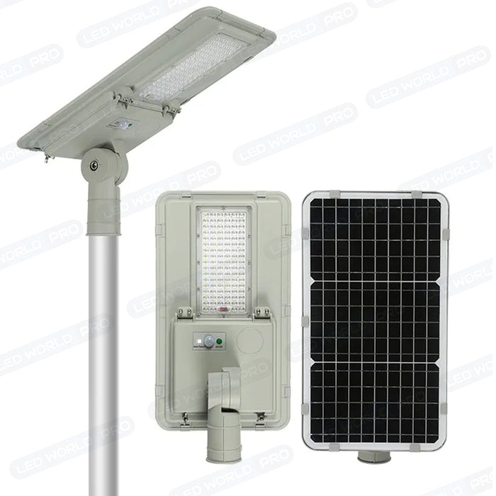 Pack lampadaire solaire complet 4 mètres : Lampadaire LED solaire ajustable - Série FLEX SOLAR - 300 Watts - 2500 Lumens - 6000k + Mât STANDARD 4 mètres