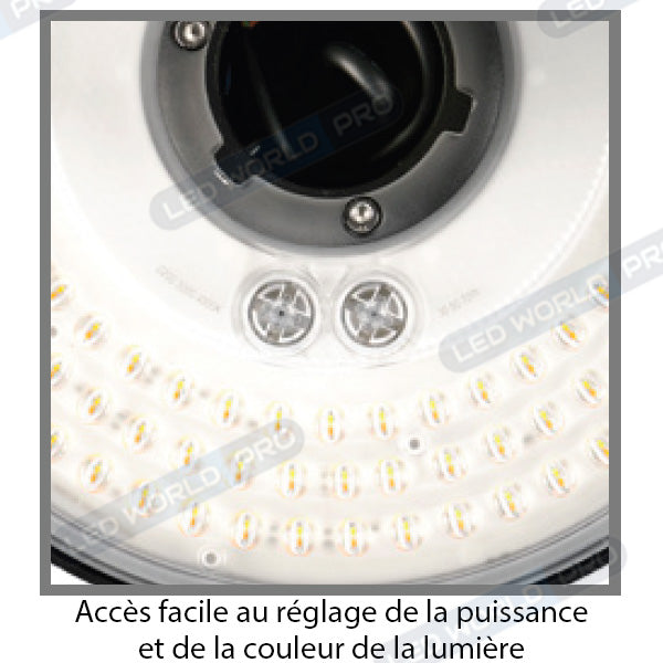 Pack de 10x Lampes de jardin et parking filaires - Série GARDIENNA - CCT - Puissance Ajustable 30 / 50 / 70 Watts - Jusqu'à 10 800 Lumens - IP66 - IK08 - Angle 120° - Tube d'insertion 60mm - Couleur GRIS - Avec CAPTEUR CREPUSCULAIRE - Garantie 5 ans