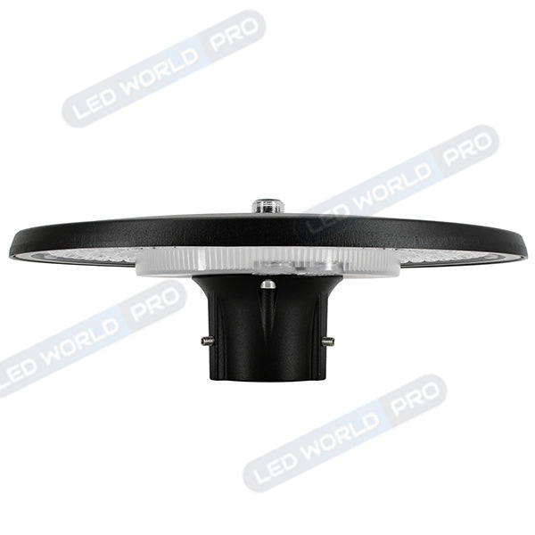 Pack lampadaire filaire complet 3 mètres : Lampe jardin / Parking - Série GARDIENNA CCT - 30/50/70 Watts - Jusqu'à 10 800 Lumens  - Modèle avec capteur crépusculaire + Mât STANDARD V4 ECO 3 mètres NOIR avec trappe - Entraxe latéral des trous 160mm