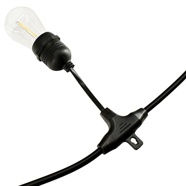 Lot de 10 guirlandes lumineuses solaires - Série GUINGUETTE - 3 Watts - 180 Lumens (10 x 18 Lumens) - Angle 320° - IP65 - 3000K - 10 Mètres - Couleur NOIR - 4 modes d'éclairage