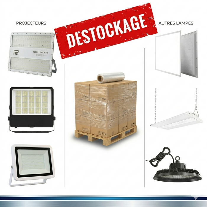 LOT UNIQUE DE DESTOCKAGE - Palette d'éclairage filaire : Projecteurs / Lampes diverses