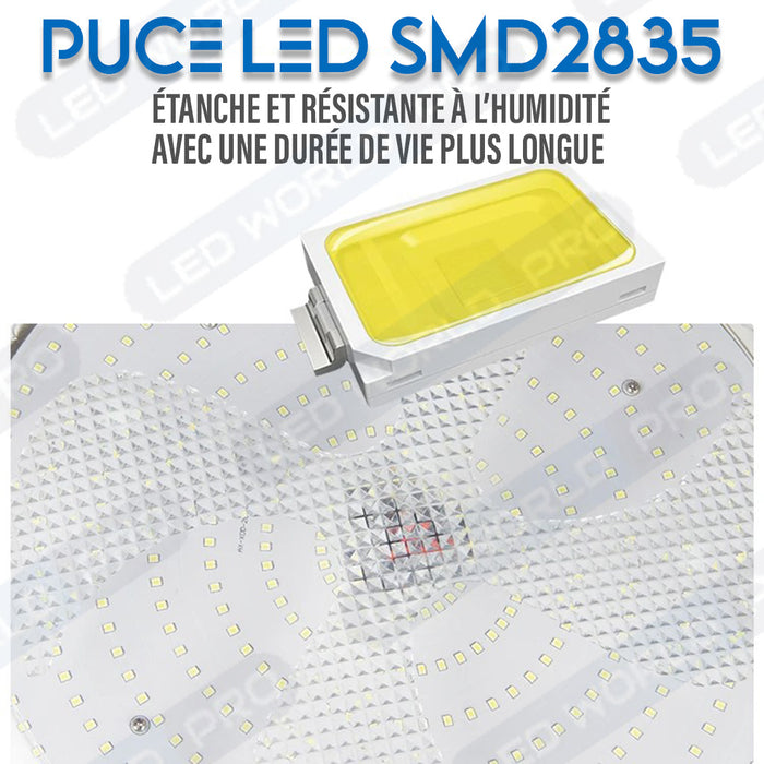 Plafonnier LED Solaire CCT (Couleur Changeante en Température ) - Rendu lumineux 300 Watts - 1600 Lumens - Série HOME 300 – Lampe diamètre 36 cm - Panneau solaire 58 x 35 x 2cm - IP65 - Avec télécommande multifonctions